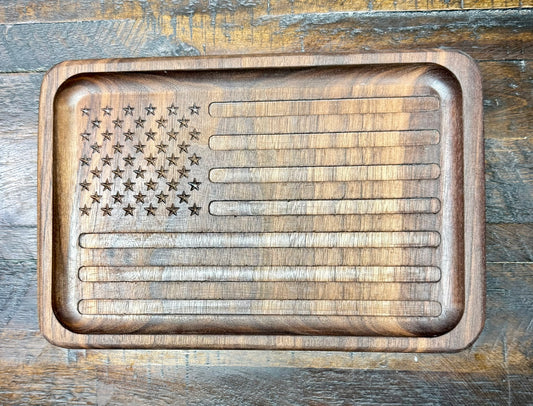 Black Walnut American Flag tray- Large