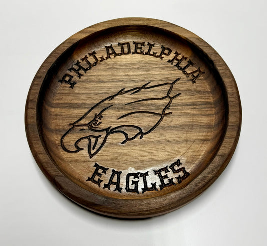 7" Black Walnut Philadelphia Eagles Tray